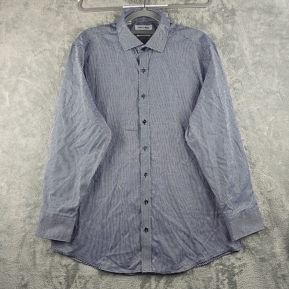 Twillory Other - Twillory Shirt Mens 17 32/33 Blue‎ Baby Check Tailored Fit Non Iron Safe Cotton